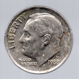 Granny Estate Find - 1988 Roosevelt Dime - Very Good+ - Free shipping