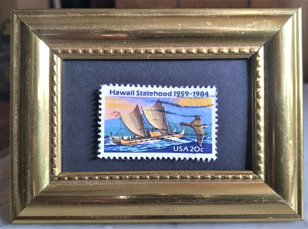 Framed Stamp Art Vintage US Postage Stamp Hawaii Statehood Etsy