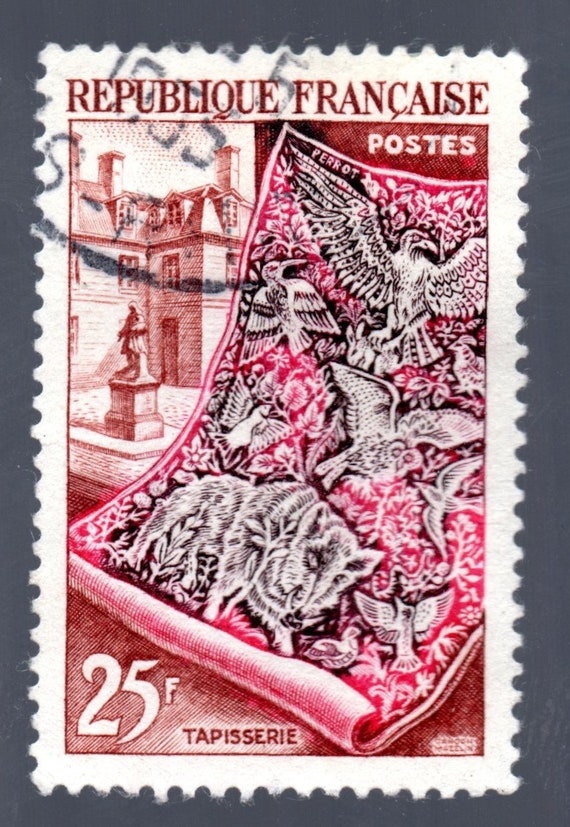 Framed French Postage Stamp French Tapestry Etsy