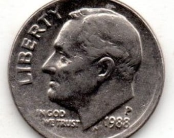 Granny Estate Find - 1988 Roosevelt Dime - Very Good+ - Free shipping