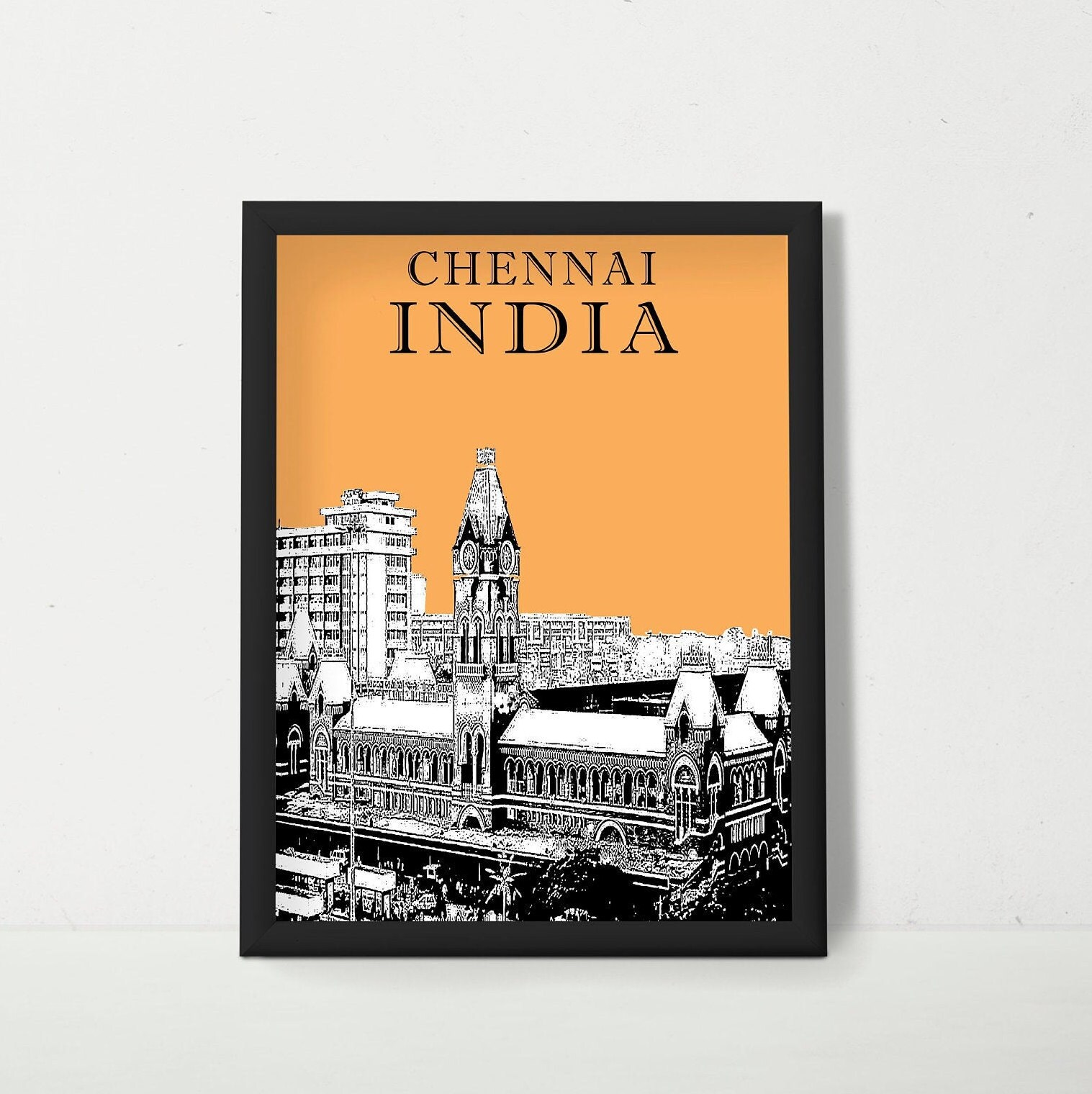 Travel Poster Chennai Prints Chennai Central Station India Etsy