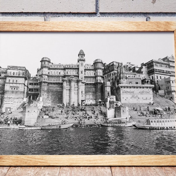 Varanasi Digital Prints, Palace Photography, Digital Download, Black and White Digital Photo, Digital Art Download, India Wall Decor,