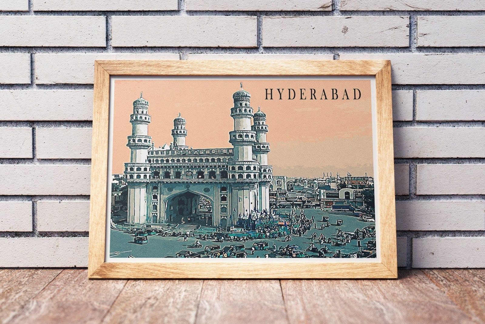 Charminar Vintage Poster, Hyderabad Travel Print, Travel Wall Decor