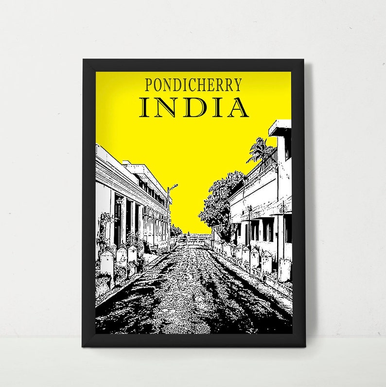 Travel Poster, Pondicherry Travel Print, India Poster, India Prints