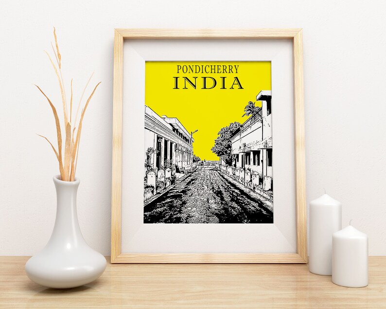 Travel Poster, Pondicherry Travel Print, India Poster, India Prints