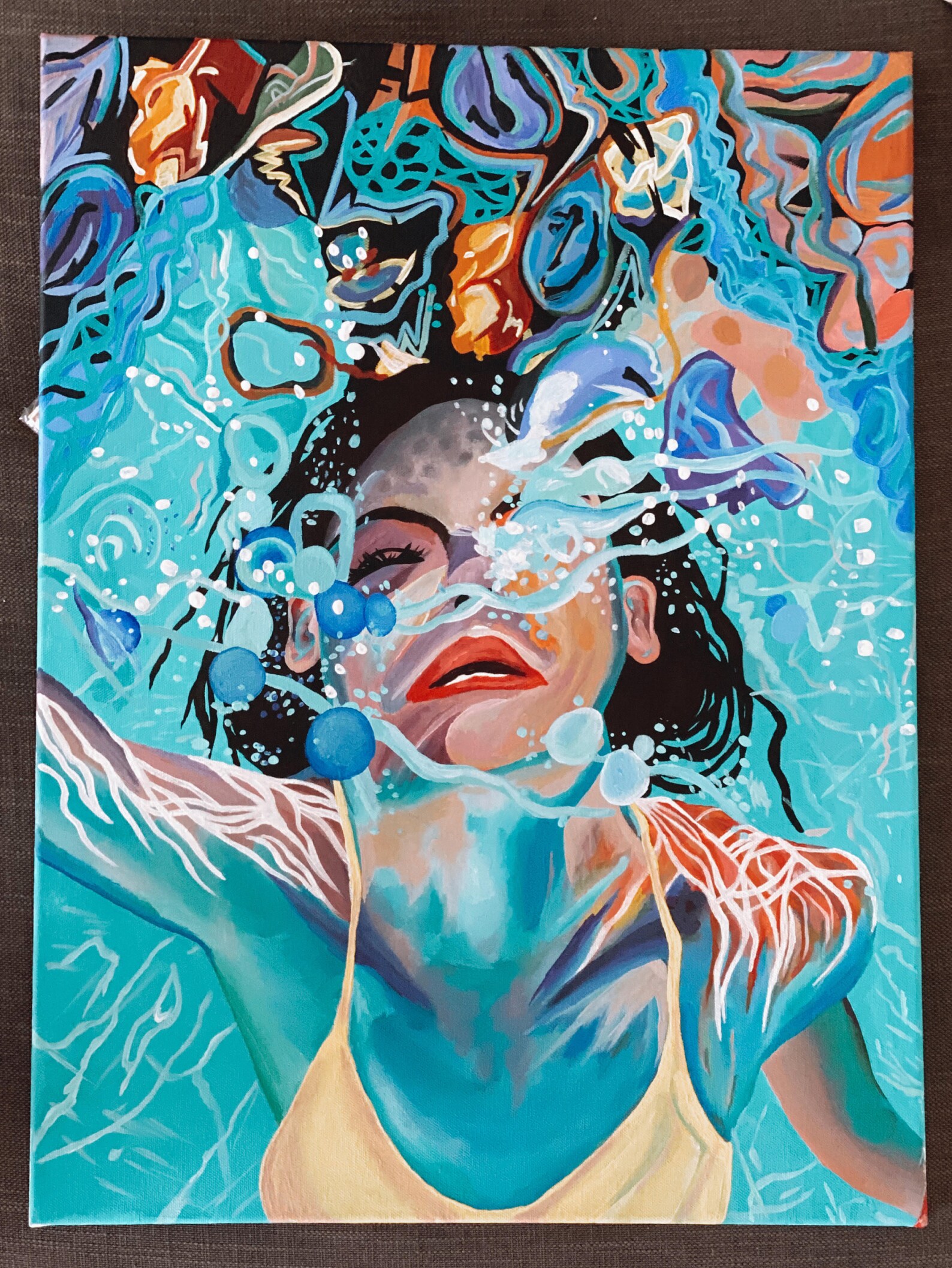 Drowning Girl Acrylic Painting Etsy