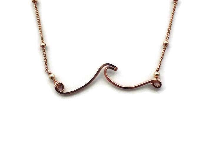 Wave Necklace Rose Gold Pendant 