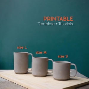 Mug Size S M L Template, Printable Pottery Mug Template, Ceramics Tools, Slab Building Cup, Easy DIY Ceramic cup, Pottery Templates for Slab