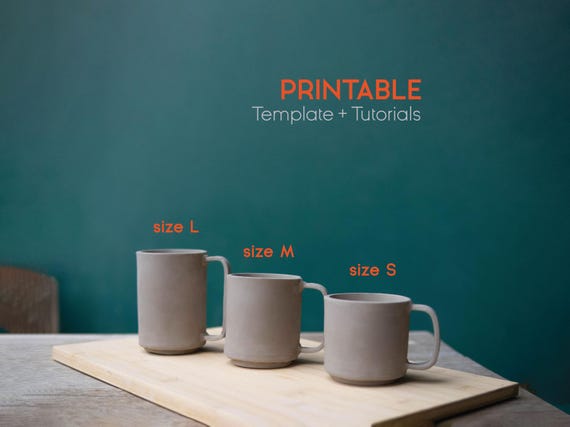 Mug Size S M L Template, Printable Pottery Mug Template, Ceramics Tools, Slab Building Cup, Easy DIY Ceramic cup, Pottery Templates for Slab