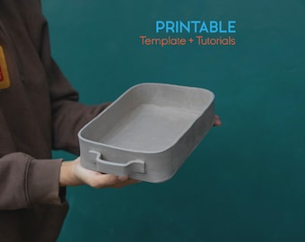 Baking Dish Slab Pottery Template: Ceramic Casserole Dish (PDF Pattern