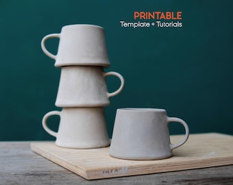 Pottery Mug Template, Slab Hand building Pattern, Ceramic Coffee Mug DIY (Printable PDF)