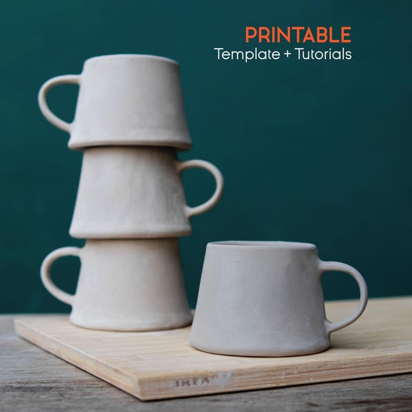 Pottery Mug Template, Slab Hand building Pattern, Ceramic Coffee Mug DIY (Printable PDF)