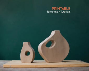 Plantilla para jarrones de cerámica, manualidad para el Día de la Madre, plantilla para jarrones, construcción de cerámica con losas (PDF imprimible)