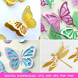 3D Schmetterling svg Bundle, Schmetterling-Wand-Dekor, Papier Schmetterling svg-Datei, Schmetterlinge Bundle, Schmetterling Vorlage, Cricut-Dateien,