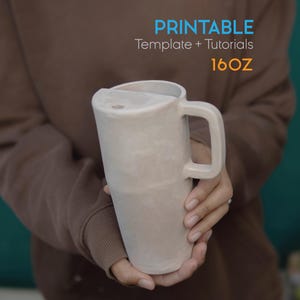 Travel Mug 16oz Pottery Template, Tavel mug ceramic, Printable Pottery Mug Template, Ceramics Tools, Slab Building Cup, Unique Gift Mug