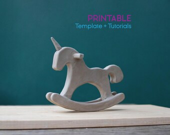 Rocking Unicorn Pottery, Rocking Unicorn Template, Ceramics Tools, Slab Building, Pottery House Template, pottery template