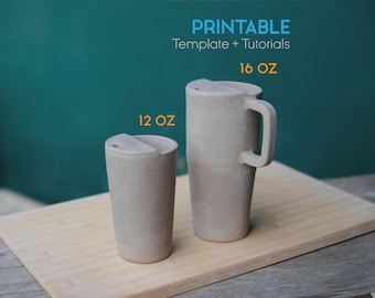 Pottery Travel Mug Template: 12oz/16oz Slab Mug (PDF Pattern)