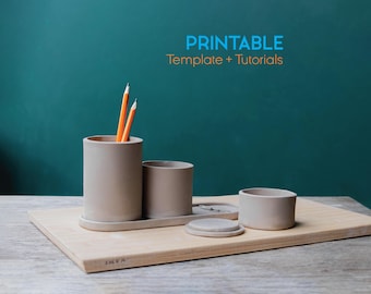 Slab Pottery Desk Organizer Template, Desk Caddy (PDF Pattern)