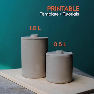 Jar 1 L and 0.5 L, Lidded Box Template, Ceramics Tools, Slab Building Jar, Easy DIY Ceramic Pot