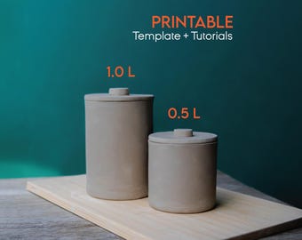 Slab Building Jar Template: DIY Pottery Lidded Box (PDF Pattern)