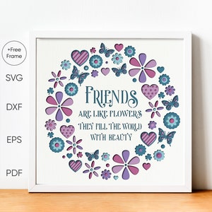 3D FRIENDS svg - Freundschaft Schattenbox svg - für Cricut - für 3D-Schattenbox, geschichteter Karton Papierschnitt für Cricut