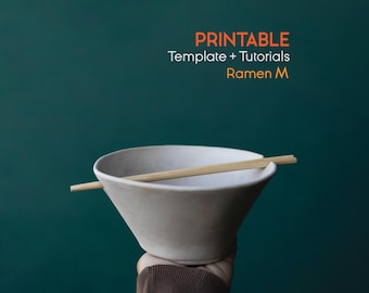 Ramen Bowl Pottery Template, Slab Bowl, Size M (PDF Pattern)