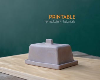 Butter Dish Template, Butter Dish, Ceramics Tools, Slab Building Box, Easy DIY Ceramics, Pottery Templates for Slab Building Tutorial