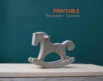 Rocking Horse Pottery, Rocking Horse Template, Ceramics Tools, Slab Building, Pottery House Template, home template, Horse Pottery