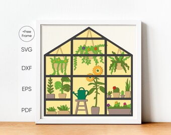 3D Greenhouse Shadow Box SVG, Spring Garden Decor (Digital Download)