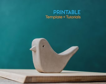 Printable Bird Pottery Design - Clay Crafting Template, Ceramic Bird Template for Pottery Art - Instant Download