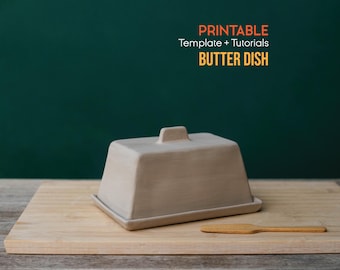 Butter Dish Pottery Template, Ceramic Butter Dish, Vintage Style Kitchen Storage Box, Kitchen Ceramics, Handmade Tableware Design | PDF