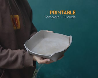 Casserole Dish pottery template, Baking Dish Slab Building, DIY slab building pattern, Ceramic Baking Dish, Wedding Gift Ideas, Pottery Gift