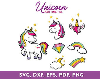 Unicorn Rainbow SVG Cut File, Clipart for Cricut Silhouette (Digital Download)