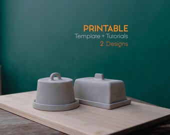 Butter Dish Template 2 Designs, Ceramics Tools | Slab Building Box, Easy DIY Ceramics, Pottery Template for Slab Building with instructions