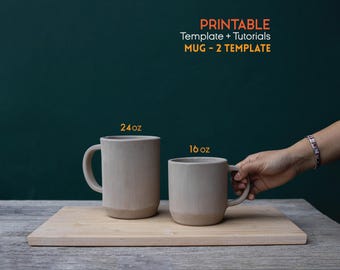 Large & Jumbo Coffee Mug – 16 oz / 24 oz Mug Template, Mug Template, Handmade Coffee Mug, Ceramics Gift, Oversized Mug (Printable PDF)