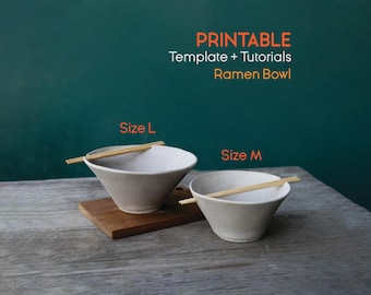Ramen Bowl Pottery Template, Slab Bowl Template, Clay Template, Slab Pottery Handbuilding Pattern, DIY Ceramic Template for Beginner Ceramic