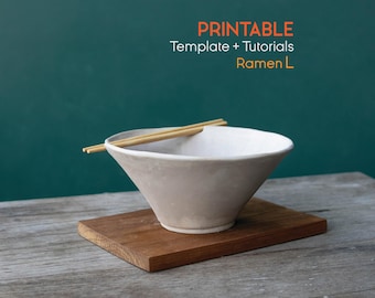 Ramen Bowl Size L, Ramen Bowl Pottery Template, Ramen Bowl Pottery, Slab Construction (PDF Pattern)
