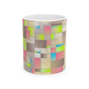 Vibrant Abstract Ceramic Coffee Mug: Modern Art Drinkware
