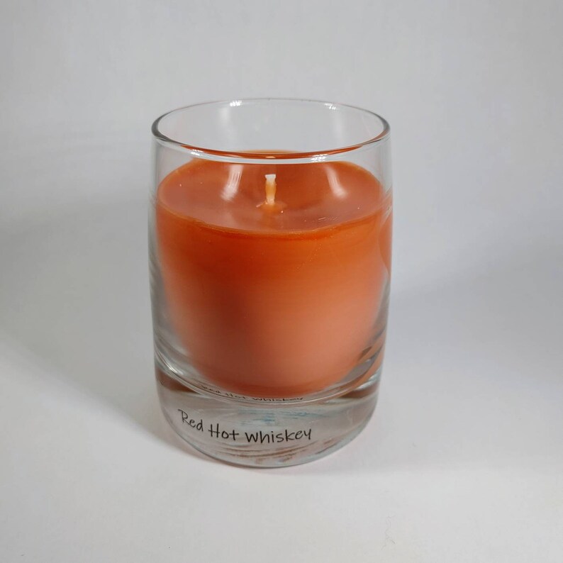 8.5 oz Rocks Glass Candle Red Hot Whiskey