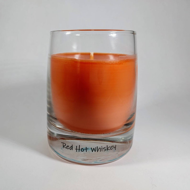 8.5 oz Rocks Glass Candle Red Hot Whiskey