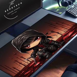 Fierce Anime Desk Mat, Fantasy Decor, Kawaii Mouse Pad, Gaming Mouse Pad, XL Mouse Pad