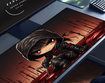Anime Ninja Gaming Desk Mat: Kawaii Fantasy Decor, XL Mouse Pad