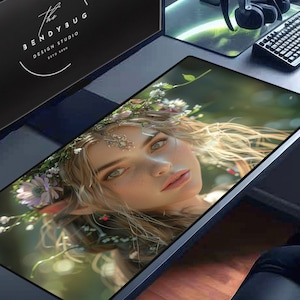 Mystical Elf Mouse Pad: Fantasy Decor Gaming Desk Mat