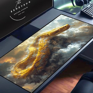Boa Snake Mouse Pad, Gamer Mouse Pad, Fantasy Desk Mat, Gaming Setup, Reptile Decor, Quirky Room Decor