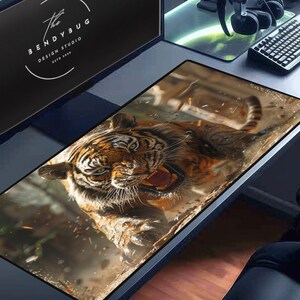 Tiger Desk Mat: Animal Gaming Mouse Pad, XL Mousepad