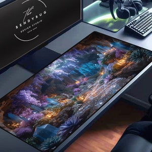 Crystal Cavern, Fantasy Desk Mat, DND Terrain, Quirky Room Decor, MTG Playmat, XL Gaming Mouse Pad