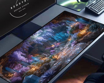 Crystal Cavern Desk Mat: Fantasy Gaming Mouse Pad