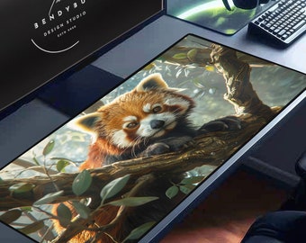 Red Panda-bureaumat, muismat met dieren, groot bureaublok