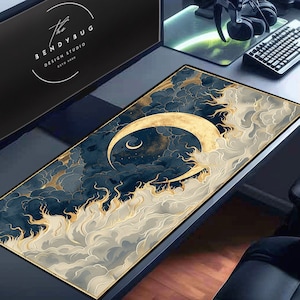 Mond Schreibtischmatte, Wicca Geschenk, süsses Mauspad, XL Maus Pad
