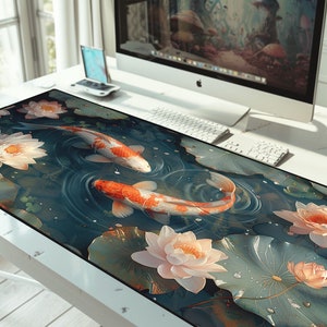 Koi Fish Desk Mat: Japanese-Inspired Gaming Mouse Pad